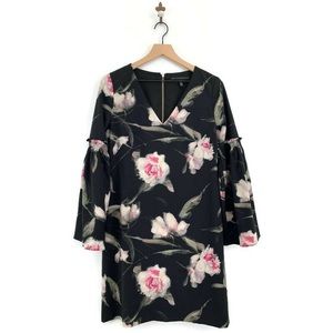 WHBM Long Sleeve Floral Bell Sleeve Shift Dress 6